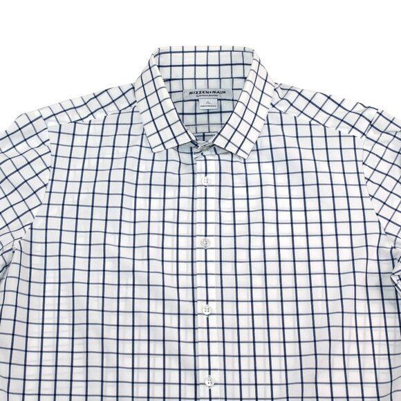 Mizzen + Main Mens Lrg Leeward Trim Performance Button Up Checkered Dress Shirt - Picture 4 of 8